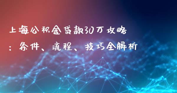 上海公积金贷款30万攻略：条件、流程、技巧全解析_https://wap.lxcailiao.com_金融监管_第1张