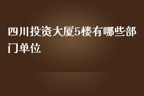 四川投资大厦5楼有哪些部门单位_https://wap.lxcailiao.com_财务管理_第1张
