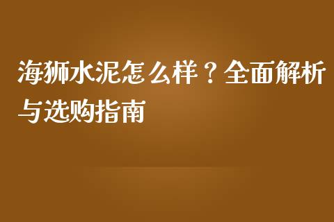 海狮水泥怎么样？全面解析与选购指南_https://wap.lxcailiao.com_融资担保_第1张