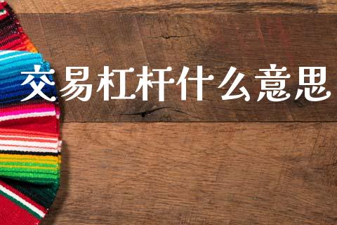 交易杠杆什么意思_https://wap.lxcailiao.com_股权投资_第1张