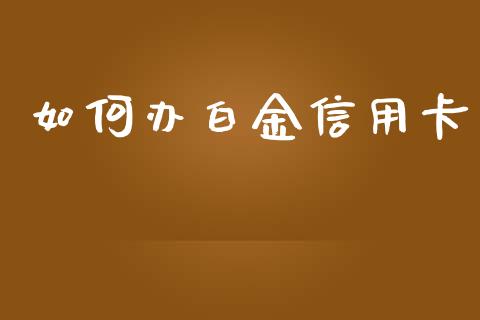 如何办白金信用卡_https://wap.lxcailiao.com_金融监管_第1张