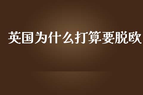 英国为什么打算要脱欧_https://wap.lxcailiao.com_融资担保_第1张