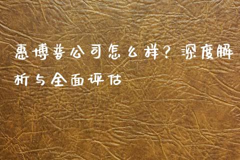 惠博普公司怎么样？深度解析与全面评估_https://wap.lxcailiao.com_财务管理_第1张