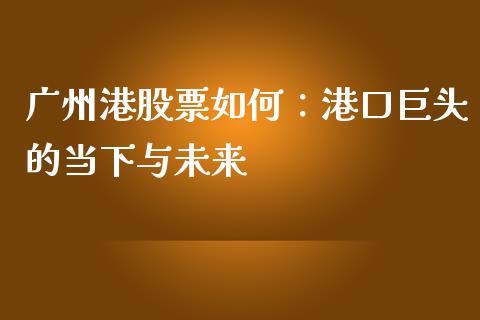 广州港股票如何：港口巨头的当下与未来_https://wap.lxcailiao.com_股权投资_第1张