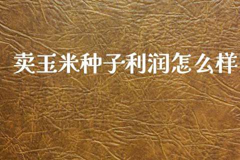 卖玉米种子利润怎么样_https://wap.lxcailiao.com_融资担保_第1张