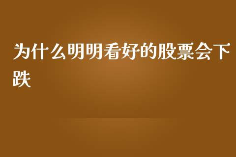 为什么明明看好的股票会下跌_https://wap.lxcailiao.com_融资担保_第1张