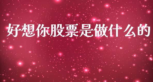 好想你股票是做什么的_https://wap.lxcailiao.com_融资担保_第1张