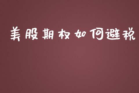 美股期权如何避税_https://wap.lxcailiao.com_财务管理_第1张