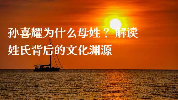 孙喜耀为什么母姓？ 解读姓氏背后的文化渊源_https://wap.lxcailiao.com_金融监管_第1张