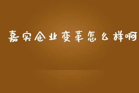 嘉实企业变革怎么样啊_https://wap.lxcailiao.com_财务管理_第1张