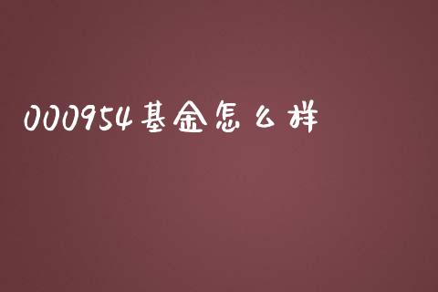 000954基金怎么样_https://wap.lxcailiao.com_金融监管_第1张
