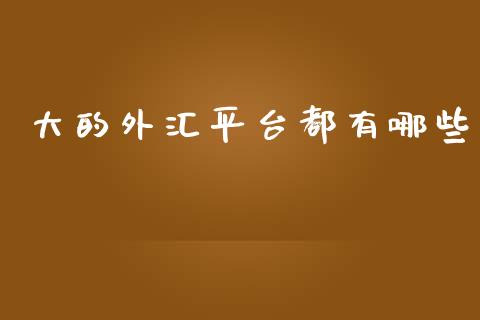 大的外汇平台都有哪些_https://wap.lxcailiao.com_股权投资_第1张