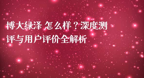 博大绿泽 怎么样？深度测评与用户评价全解析_https://wap.lxcailiao.com_融资担保_第1张