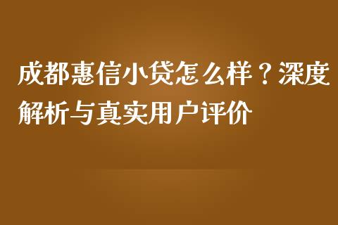 成都惠信小贷怎么样？深度解析与真实用户评价_https://wap.lxcailiao.com_金融监管_第1张