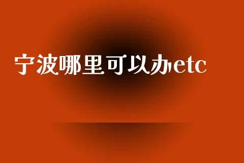 宁波哪里可以办etc_https://wap.lxcailiao.com_金融监管_第1张