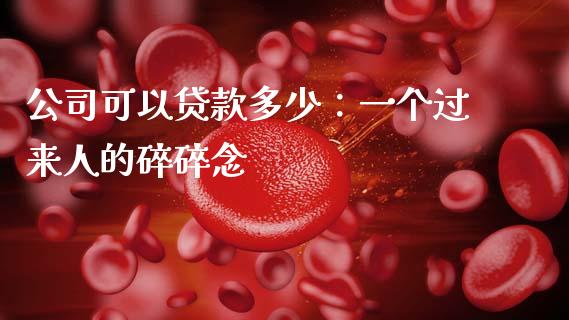 公司可以贷款多少：一个过来人的碎碎念_https://wap.lxcailiao.com_股权投资_第1张