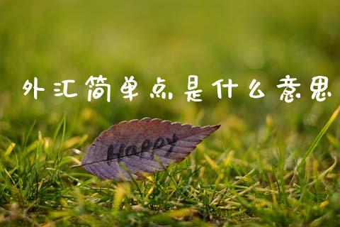 外汇简单点是什么意思_https://wap.lxcailiao.com_股权投资_第1张