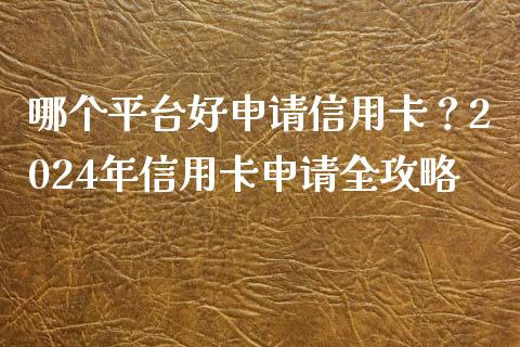 哪个平台好申请信用卡？2024年信用卡申请全攻略_https://wap.lxcailiao.com_财务管理_第1张