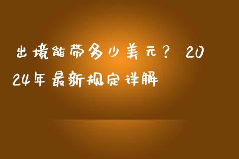 出境能带多少美元？ 2024年最新规定详解_https://wap.lxcailiao.com_股权投资_第1张