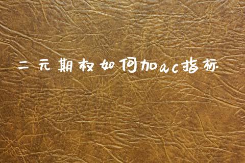 二元期权如何加ac指标_https://wap.lxcailiao.com_股权投资_第1张