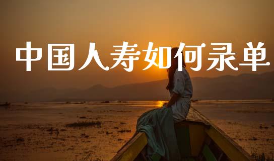 中国人寿如何录单_https://wap.lxcailiao.com_股权投资_第1张