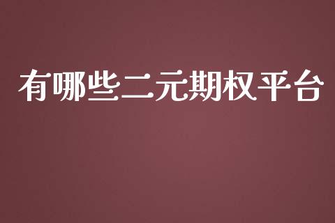 有哪些二元期权平台_https://wap.lxcailiao.com_财务管理_第1张