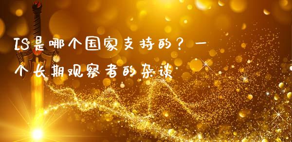 IS是哪个国家支持的？一个长期观察者的杂谈_https://wap.lxcailiao.com_财务管理_第1张