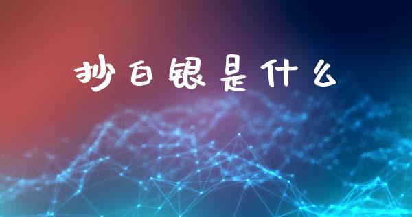 抄白银是什么_https://wap.lxcailiao.com_财务管理_第1张