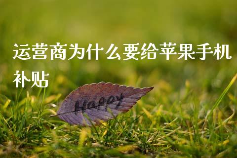 运营商为什么要给苹果手机补贴_https://wap.lxcailiao.com_财务管理_第1张
