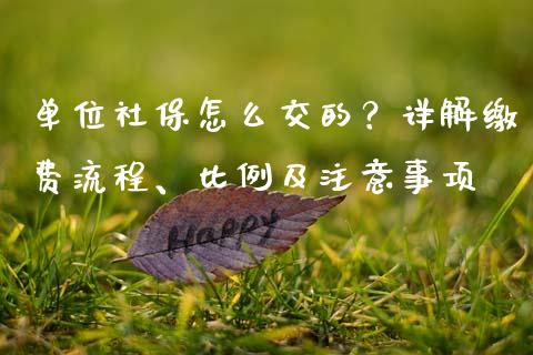 单位社保怎么交的？详解缴费流程、比例及注意事项_https://wap.lxcailiao.com_融资担保_第1张