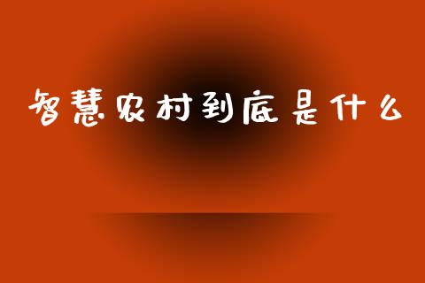 智慧农村到底是什么_https://wap.lxcailiao.com_股权投资_第1张