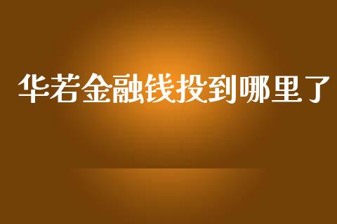 华若金融钱投到哪里了_https://wap.lxcailiao.com_财务管理_第1张