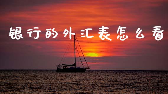 银行的外汇表怎么看_https://wap.lxcailiao.com_融资担保_第1张