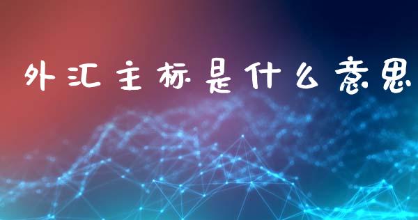 外汇主标是什么意思_https://wap.lxcailiao.com_股权投资_第1张