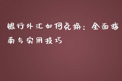 银行外汇如何兑换：全面指南与实用技巧_https://wap.lxcailiao.com_金融监管_第1张