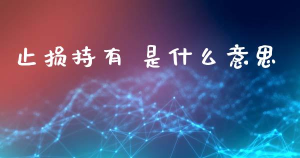 止损持有 是什么意思_https://wap.lxcailiao.com_财务管理_第1张