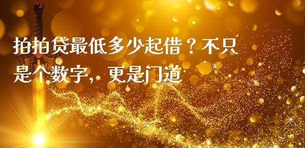 拍拍贷最低多少起借？不只是个数字，更是门道_https://wap.lxcailiao.com_融资担保_第1张