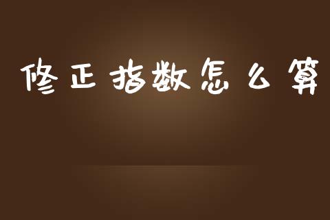 修正指数怎么算_https://wap.lxcailiao.com_财务管理_第1张
