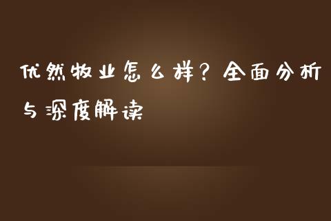 优然牧业怎么样？全面分析与深度解读_https://wap.lxcailiao.com_财务管理_第1张
