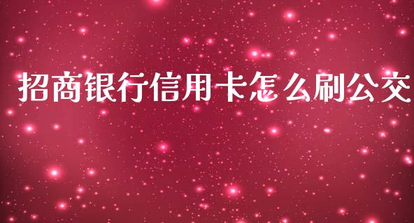 招商银行信用卡怎么刷公交_https://wap.lxcailiao.com_融资担保_第1张