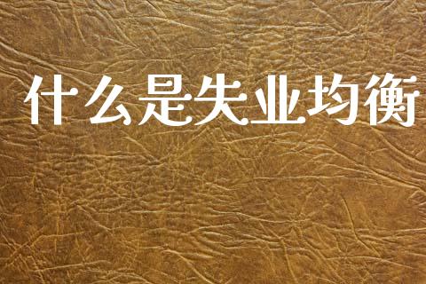 什么是失业均衡_https://wap.lxcailiao.com_股权投资_第1张