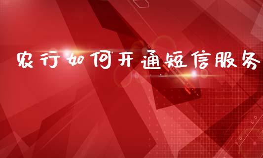 农行如何开通短信服务_https://wap.lxcailiao.com_融资担保_第1张