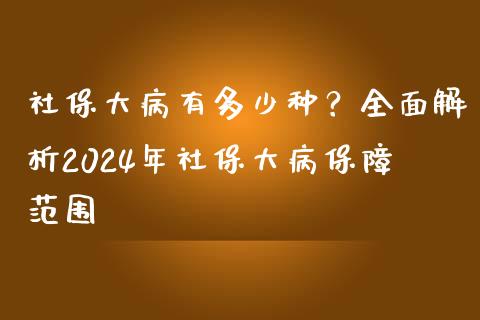社保大病有多少种？全面解析2024年社保大病保障范围_https://wap.lxcailiao.com_金融监管_第1张