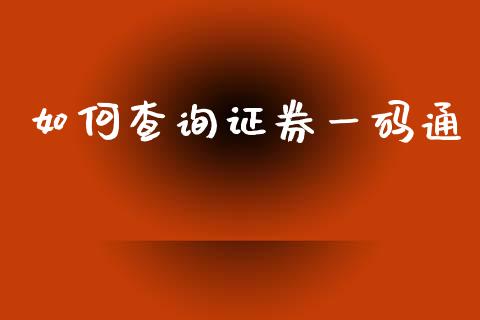 如何查询证券一码通_https://wap.lxcailiao.com_金融监管_第1张