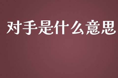 对手是什么意思_https://wap.lxcailiao.com_股权投资_第1张
