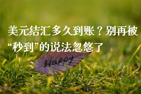 美元结汇多久到账？别再被“秒到”的说法忽悠了_https://wap.lxcailiao.com_财务管理_第1张