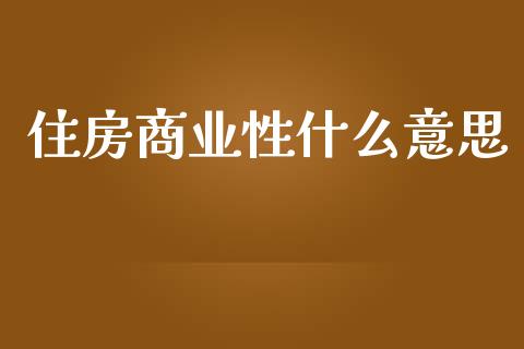 住房商业性什么意思_https://wap.lxcailiao.com_金融监管_第1张