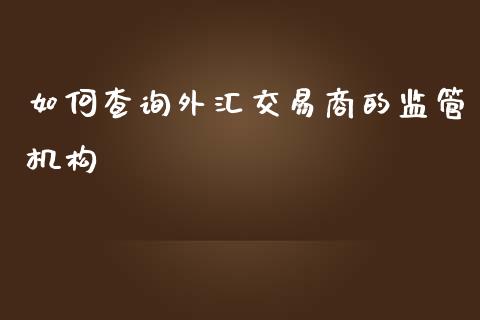 如何查询外汇交易商的监管机构_https://wap.lxcailiao.com_股权投资_第1张
