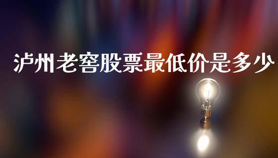 泸州老窖股票最低价是多少_https://wap.lxcailiao.com_融资担保_第1张