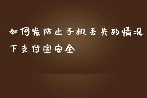 如何发防止手机丢失的情况下支付宝安全_https://wap.lxcailiao.com_融资担保_第1张